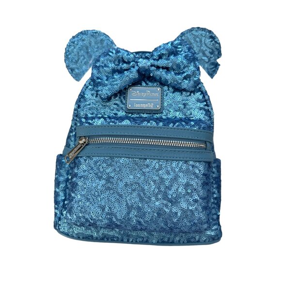 Disney, Loungefly Handbags - NWT Disney Parks Loungefly Blue Sequin Minnie Mouse Backpack Cinderella Vibes